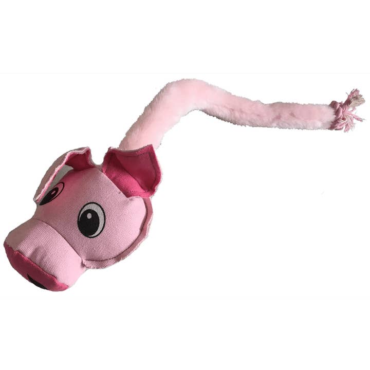 22" Safari Pig Animal Toy with Embedded Ball & Rope for wholesale by Dogline