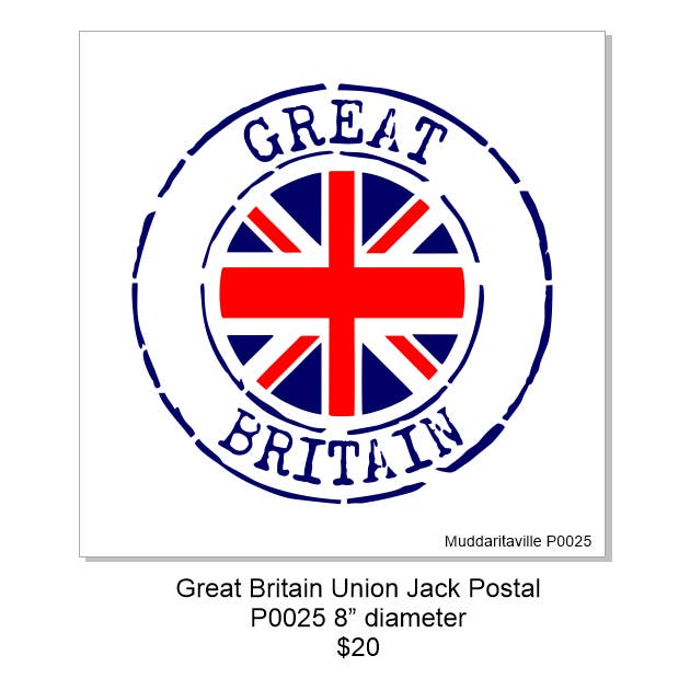 Muddaritaville Studio – wholesale Stencil – P0025 Union Jack Postmärke