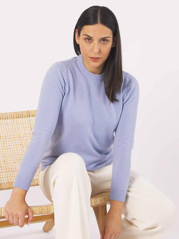Lambswool Knit Sweater - Baby Blue for wholesale by Achega Knitwear