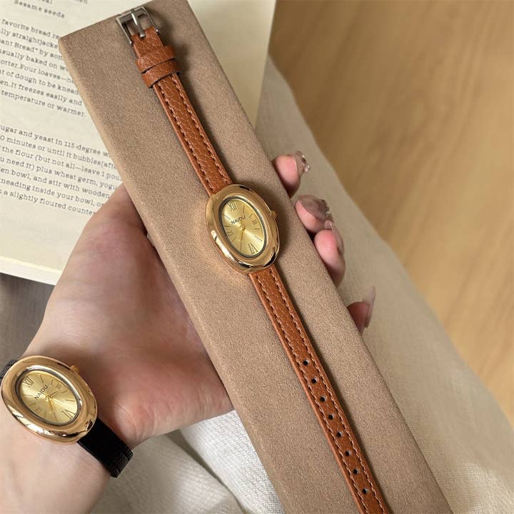 Dipped Shop - Wholesale Wrist watch – Women's - Leather Strap Vintage Oval Watch DP25F7558