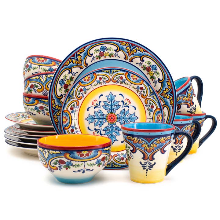 Euro Ceramica | ClayBarnHome - Wholesale Dinnerware Set - Zanzibar 16 Piece Stoneware Dinnerware Set, Service for 4