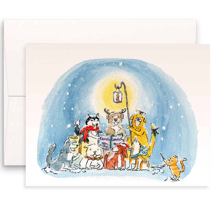 Dogs Christmas Carol - Funny Christmas Card for wholesale by Liyana Studio