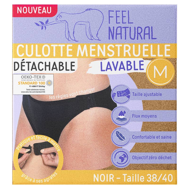 FRENCH TENDANCE - Wholesale Period Underwear - Women's - Detachable washable and reusable menstrual panties BLACK2