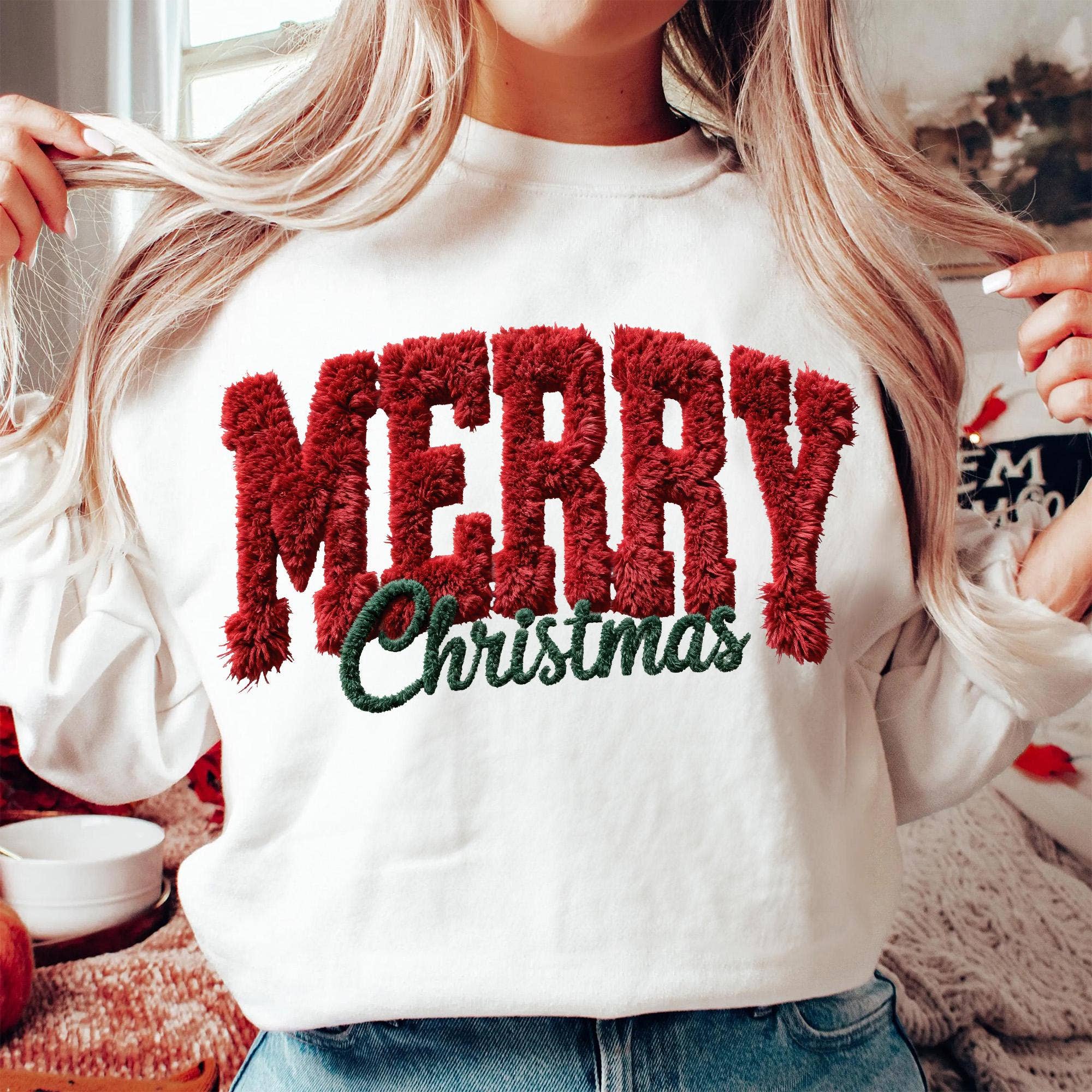 Glaime - Wholesale T-Shirt (Graphic) - Women's - Comfort Colors Merry Christmas Shirt, Latch Hook Yarn Xmas4