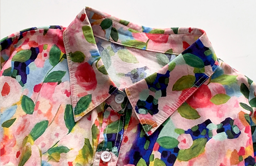 Whisper Mint - Wholesale Buttoned-down shirt – Women's - Heart Print Cotton Shirt | Loose-Fit Blouse for Women| 2 pcs4