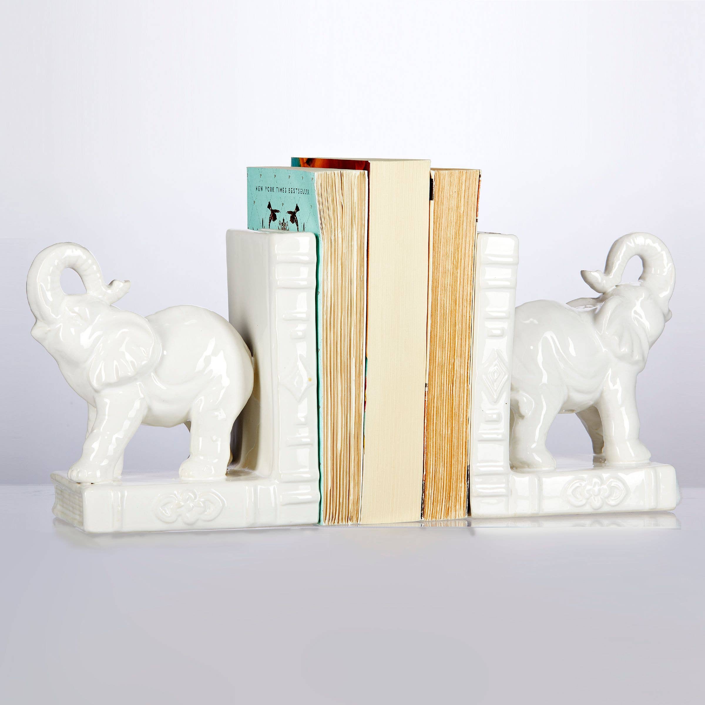 Drew Derose Design - Wholesale Bookend - Bone White Elephant Bookends – Farmhouse Home Décor3