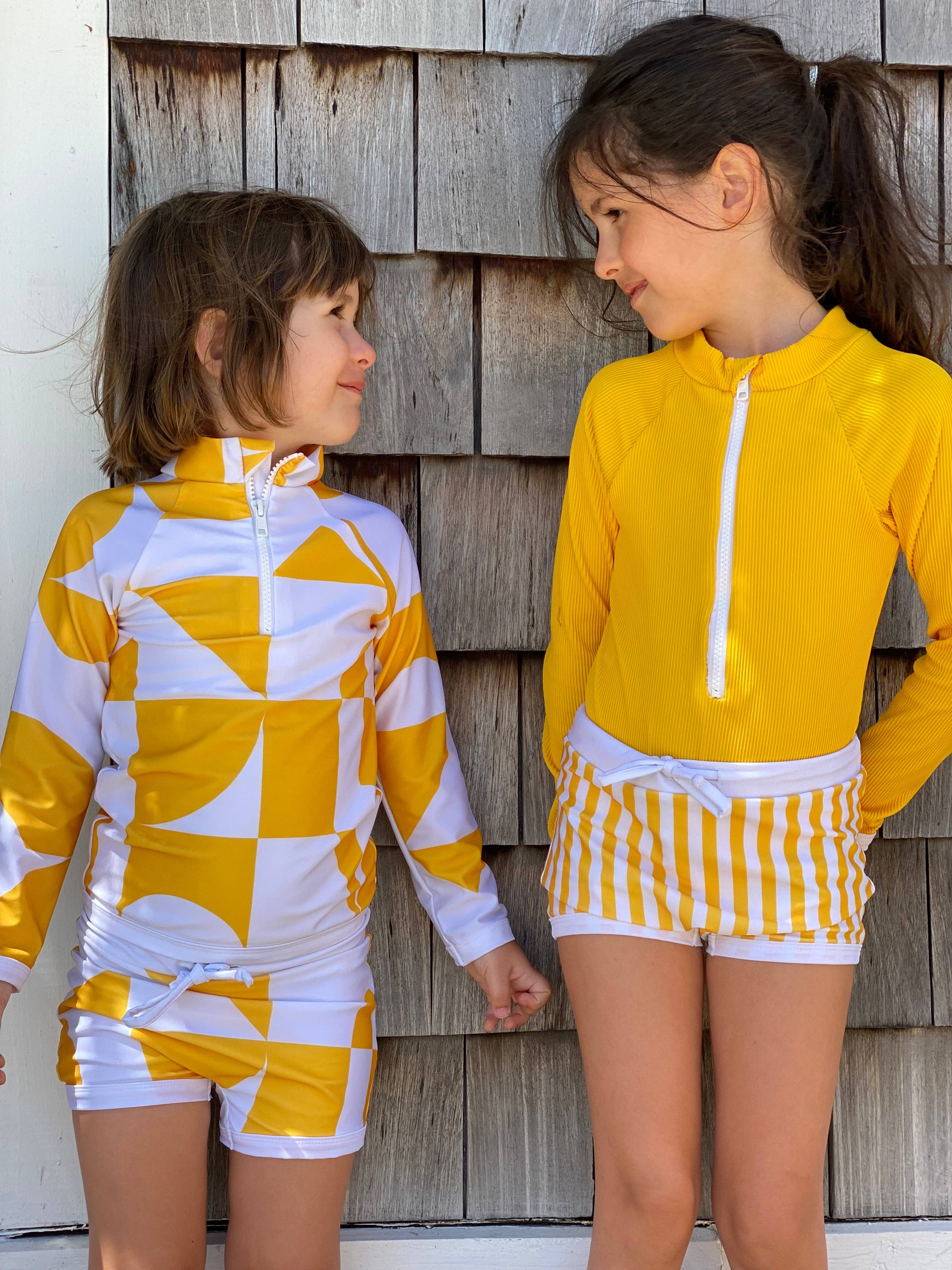 Juillet Juillet - Wholesale Swim Shorts - Kids - Gouverneur Boxer Yellow/White stripes UPF 50+2