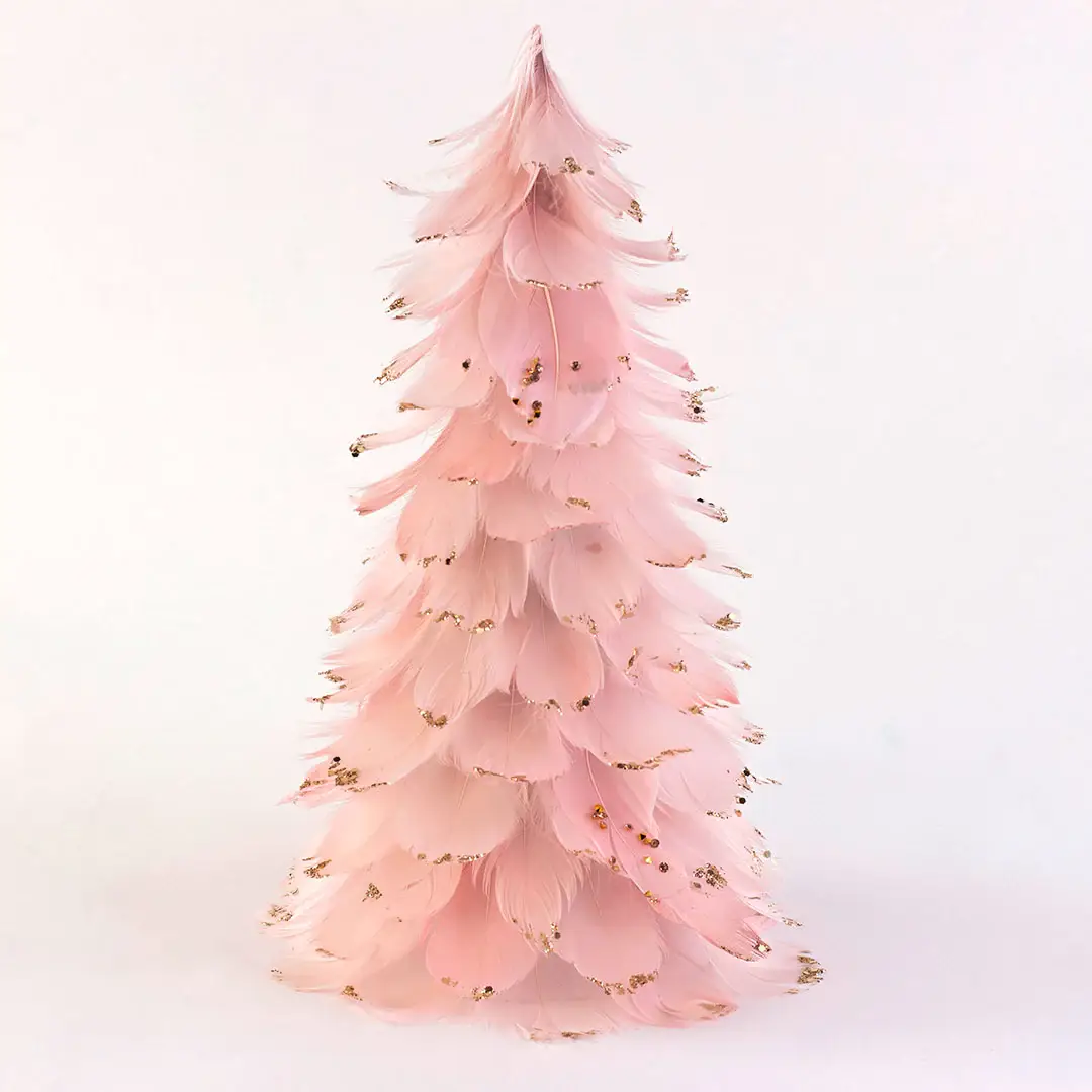 Zucker Feather Products - Wholesale Christmas Decoration - Feathered Pink Christmas Tree1