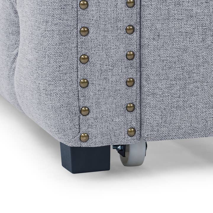 39F Inc. - Wholesale Sofa - Grey Upholstered Twin Daybed with Tufted Trundle Bed9