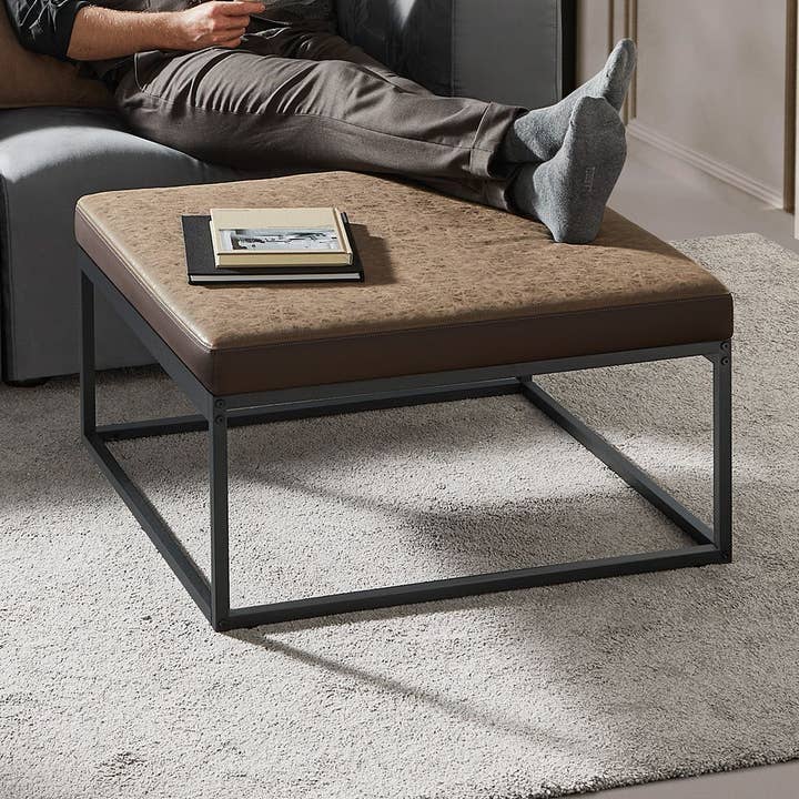 Collection LUIZ - Pouf carré avec dessus réversible 2- pour la vente par Greenwestons