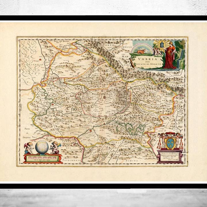 Alte Karte von Umbrien Toskana Italien 1662 Vintage Karte | Vintage Karten Wandkunst Druck für den Großhandel von OldCityPrints - Old Maps and Posters