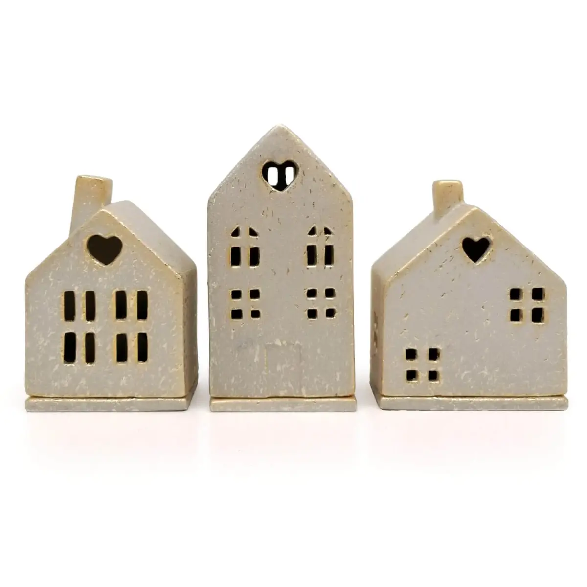 Mea-Living - Wholesale Kaarsenhouder - Theelichthuis van keramiek met gouden plaat, 12 cm1