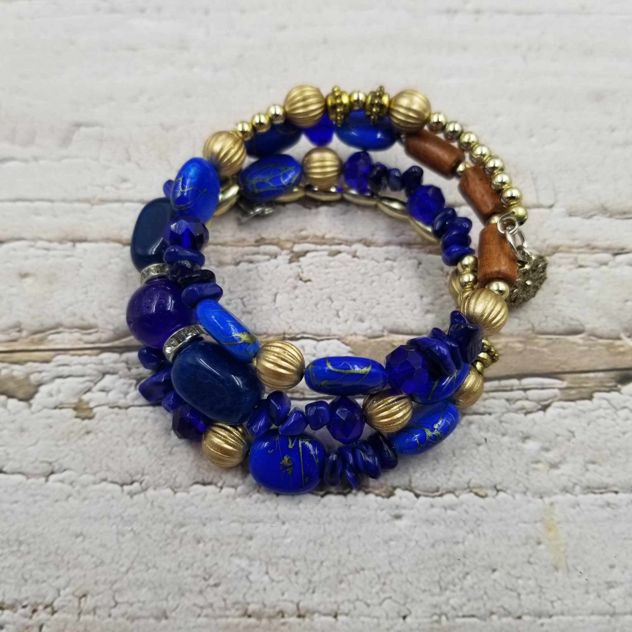 Treasure Wholesale - Wholesale Beaded Bracelet - Boho Turquoise Multilayer Elastic Bracelet0