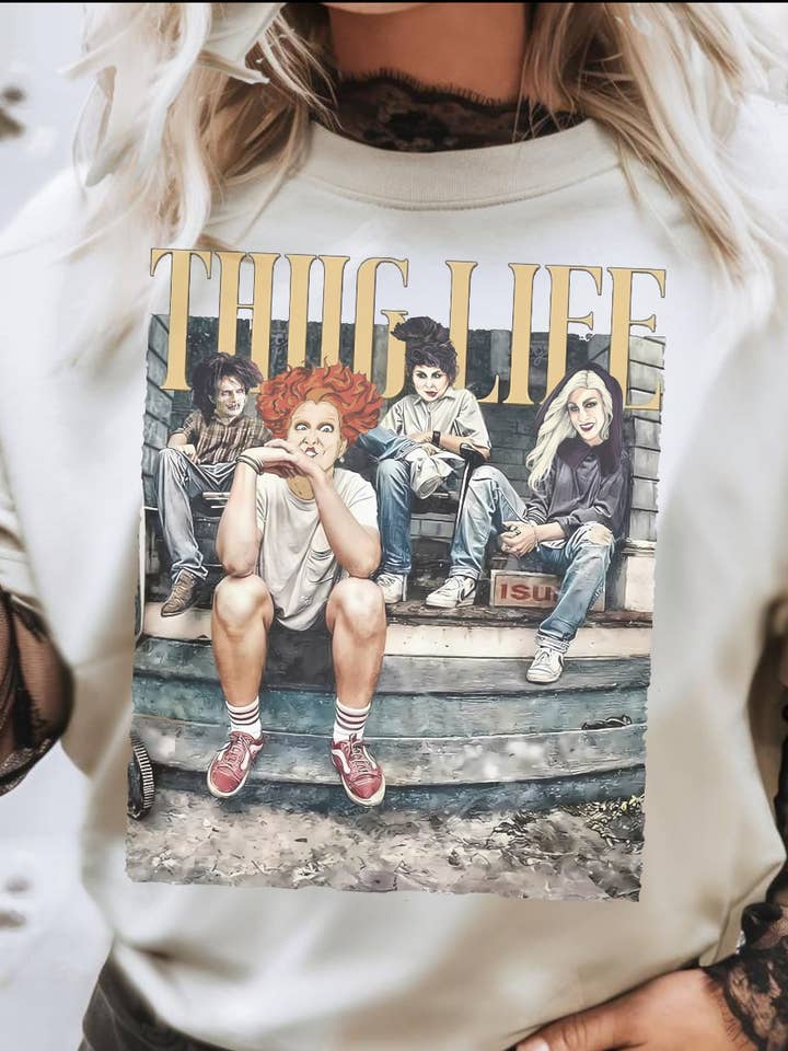 Lunastry - Wholesale T-Shirt (Graphic) - Women's - Sanderson Sisters Thug Life Hocus Pocus Tshirt Salem Witches1