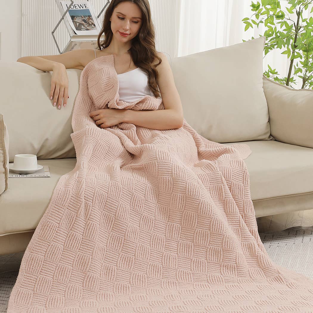 Fashion City – wholesale Prydnadsfilt – Enfärgad stickad mysig mjuk pläd 12