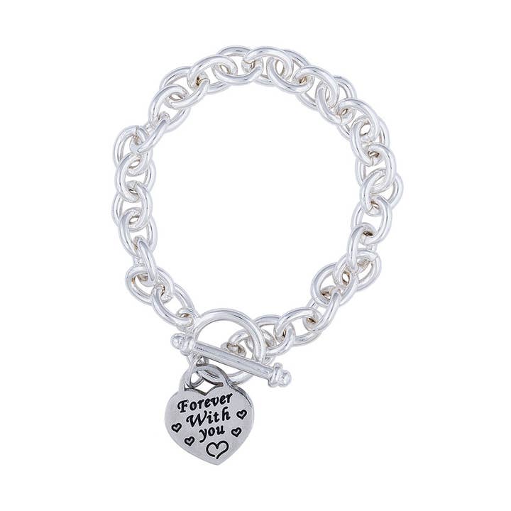 S&A Fashions - Wholesale Charm/dangle bracelet - FASHION TIFFANY STYLE HEART TAG BRACELET--
FOREVER WITH YOU0