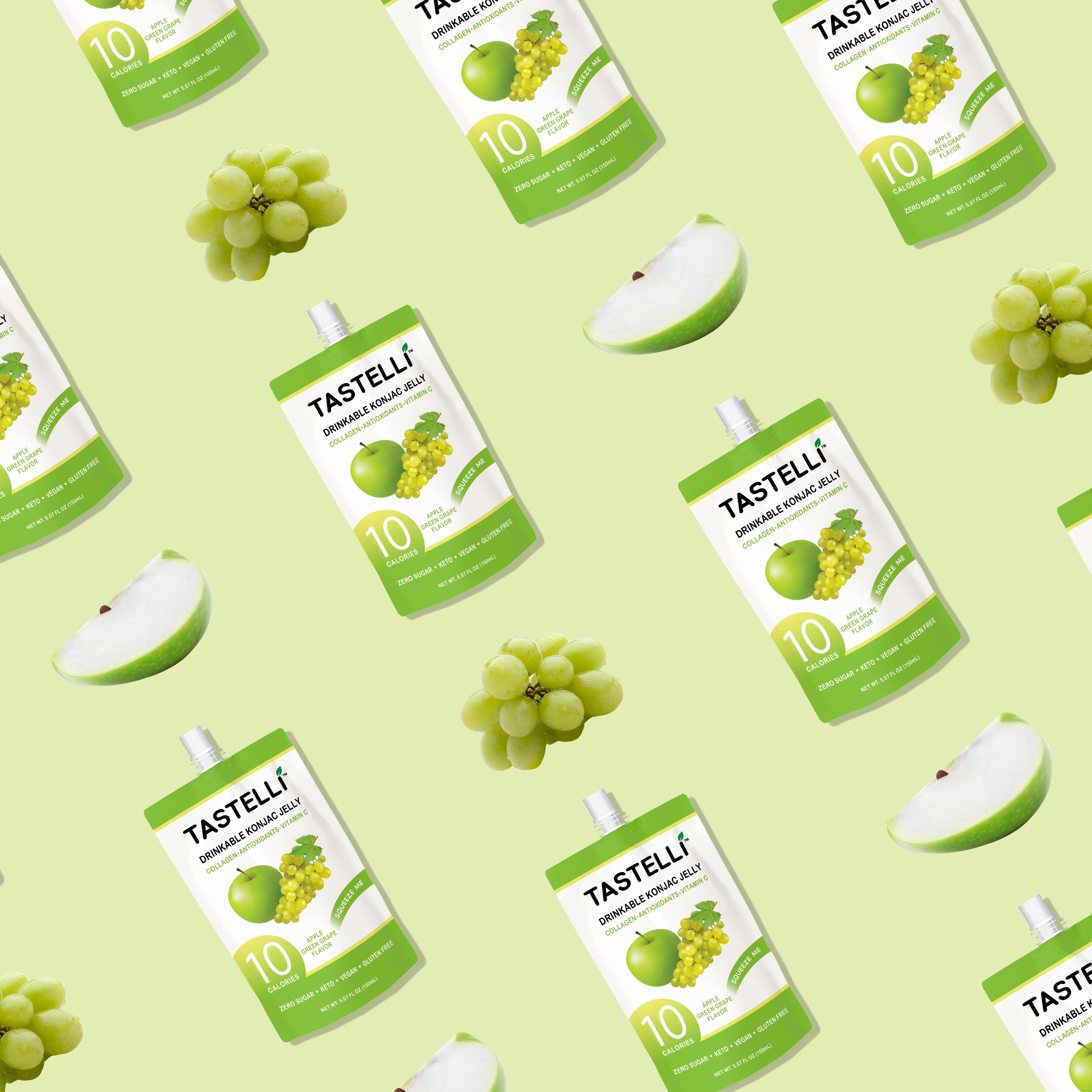 Tastelli - Venta al por mayor Aperitivo de fruta - Bebida de gelatina Tastelli de 10 calorías, manzana y uva verde3