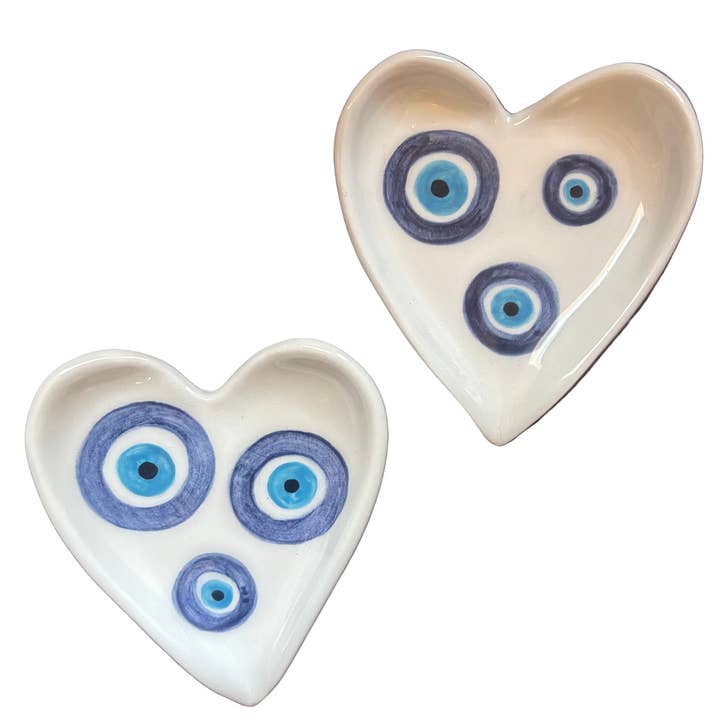 Ceramic Heart Evil Eye Trinket Dish
for wholesale by So Blue Greek Ceramics and Gifts