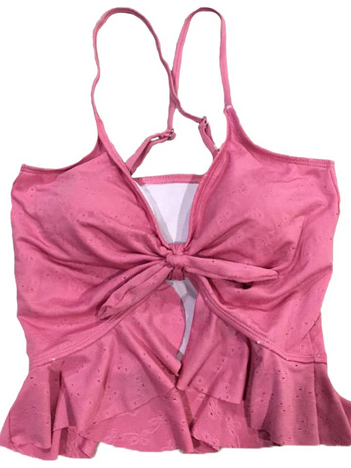Pink Eyelet Knotted Top for wholesale by Coral Reef Swim