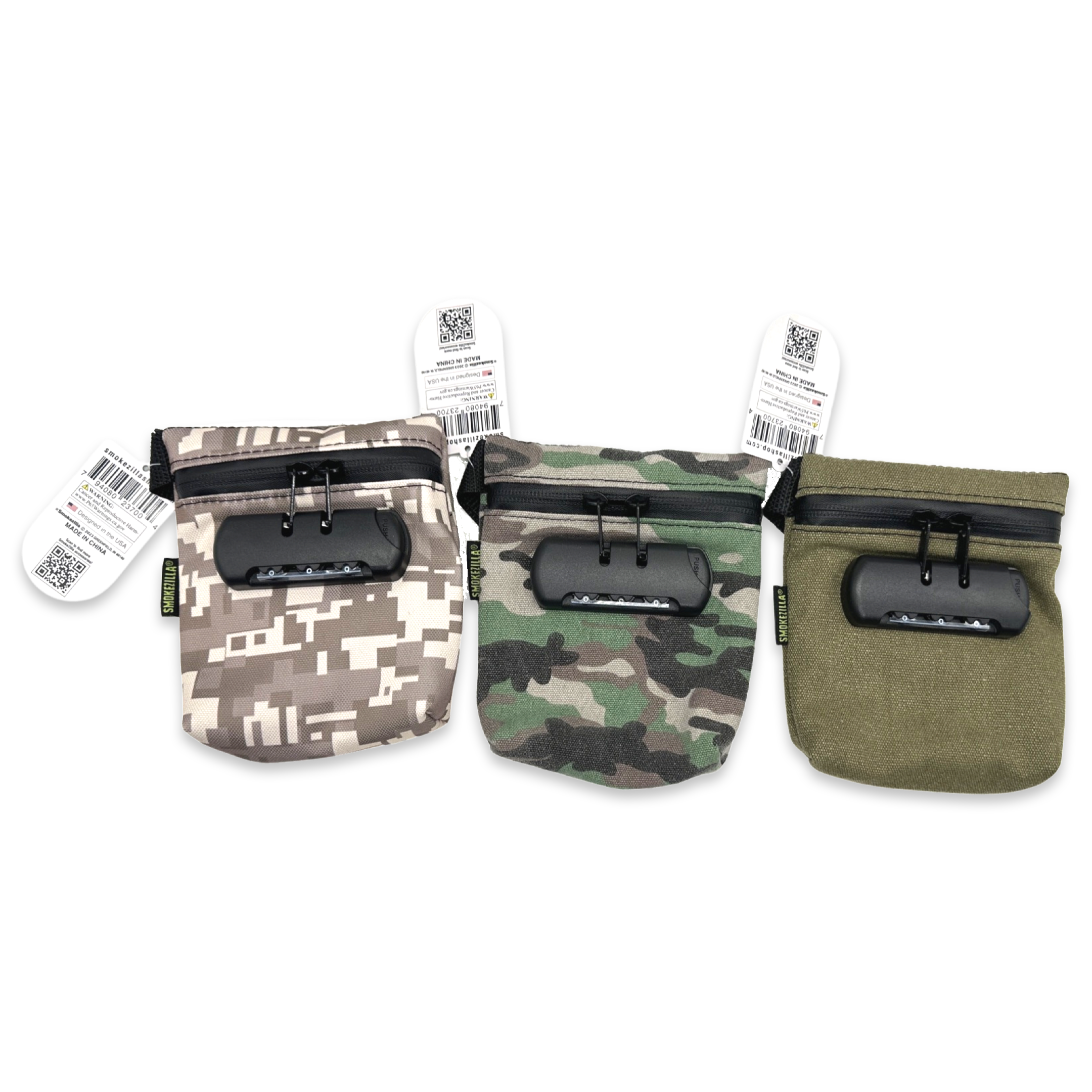 Novelty Closeout - Wholesale Pouch - Unisex - Smokezilla Smell Proof Canvas Bag w/ Lock Assortment- 6/Pack0