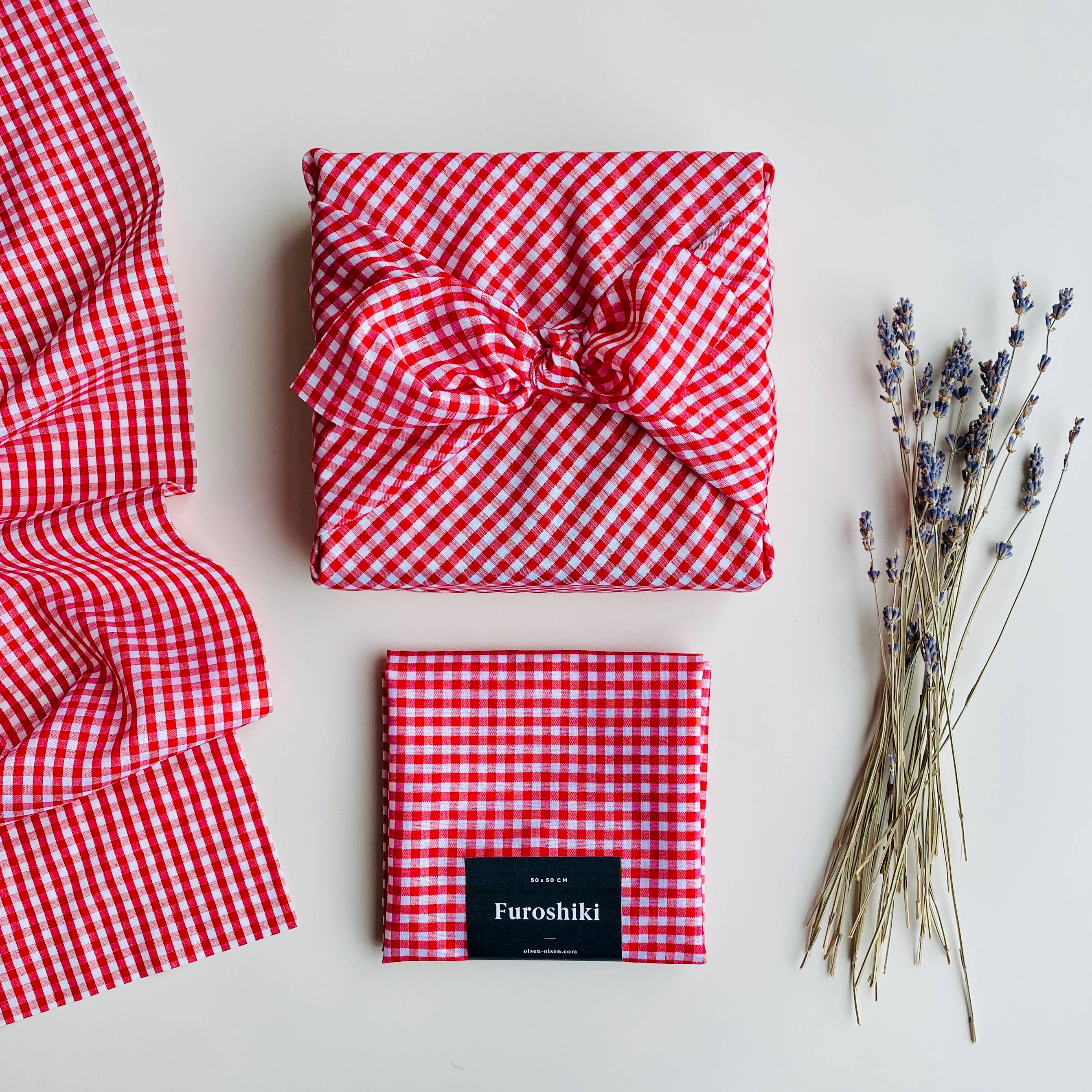 OLSEN+OLSEN - Vente Feuille de papier cadeau - Furoshiki Vichy - Emballage cadeau en tissu réutilisable6
