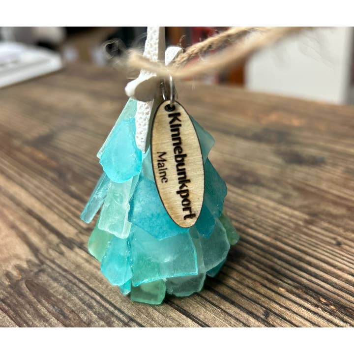 A SEAGLASS CREATION/SALTY SIGNS DESIGNS - Venta al por mayor Adornos - Adorno navideño 3D de vidrio marino1
