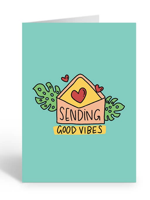 Carte de vœux « ENVOYING YOU GOOD VIBES » pour la vente par Two Brides Presents