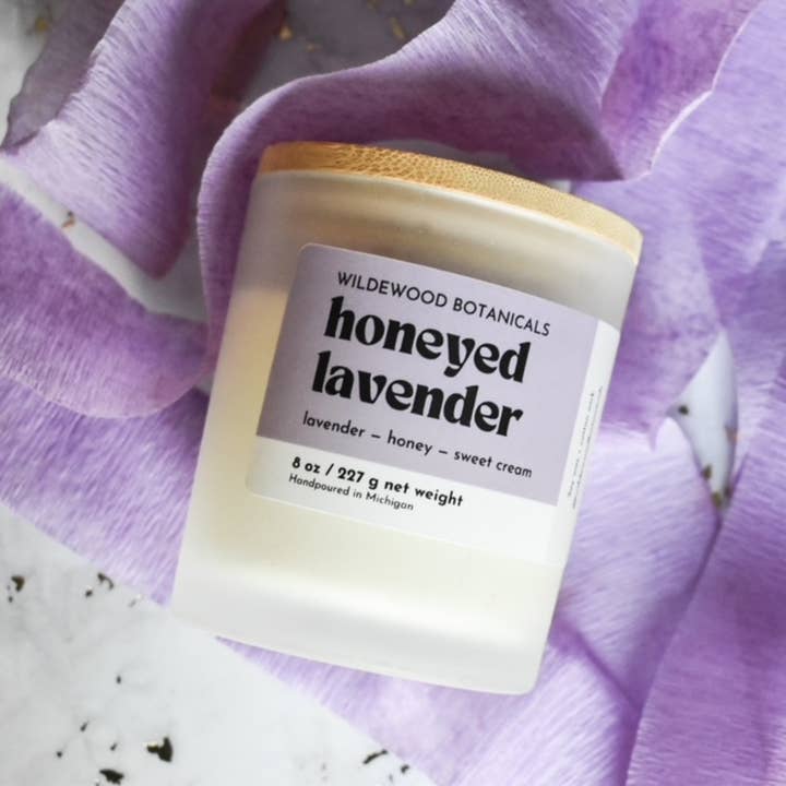 Honeyed Lavender Candle for wholesale by Wildewood Botanicals