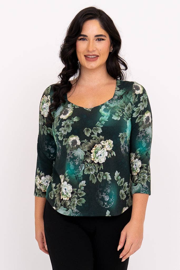 Blue Sky Clothing Co LLC - Wholesale Blouse - Women's - Ritzy 3/4 Top, Teal Magic, Bamboo