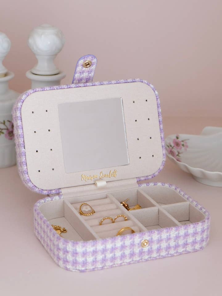 Brigitte houndstooth sieradendoos voor op reis voor wholesale door Maison Scarlett