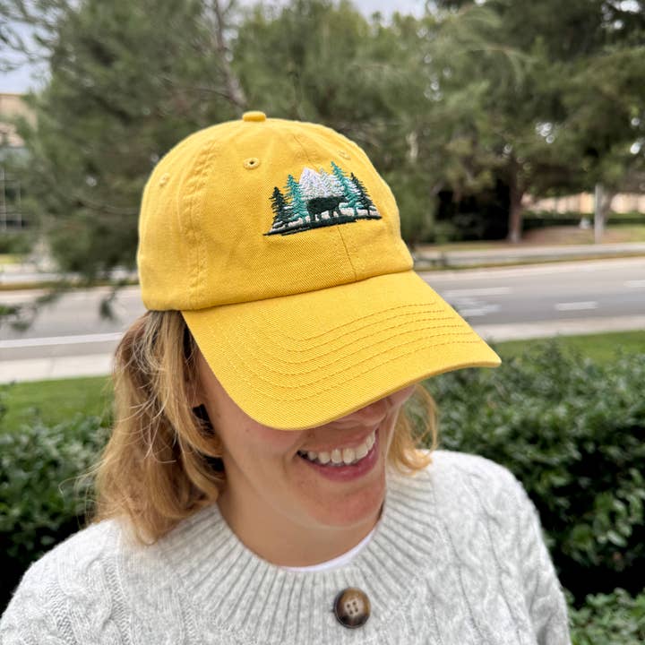 Mountain Forest Bear Hat Embroidered Nature Cap for wholesale by Plant Scouts