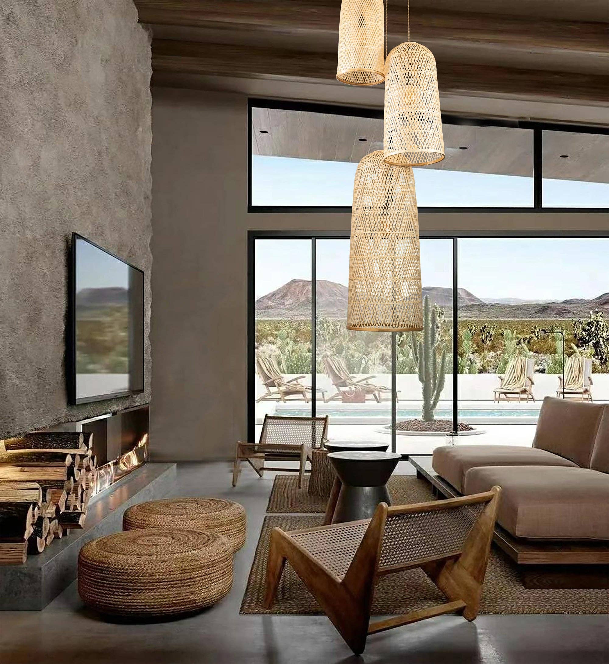 ELE Light & Decor - Wholesale Chandelier/Hanging Light - Three Lights Rattan Pendant Light4