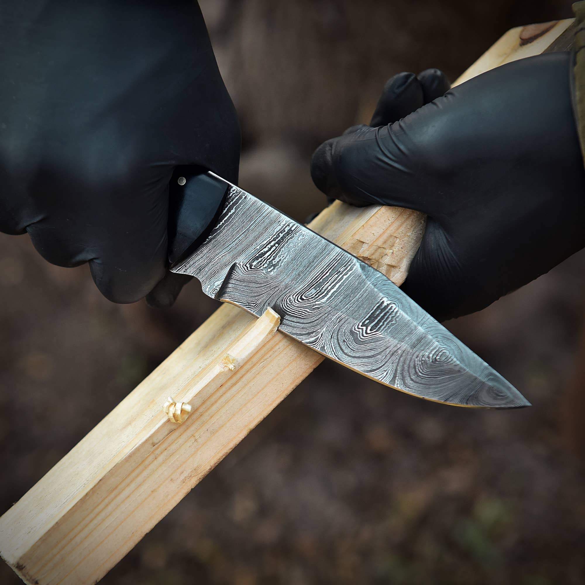 Deer Edge - Wholesale Pocket Knife/Holder - Damascus Steel Fixed Blade Hunting Knife with Wood Handle3