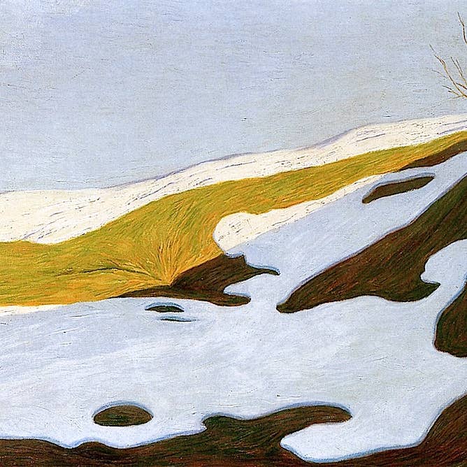 In February, vintage artwork by Hans Emmenegger, 32x24" Reproduction Poster Print for wholesale by PERIOD PRINTS