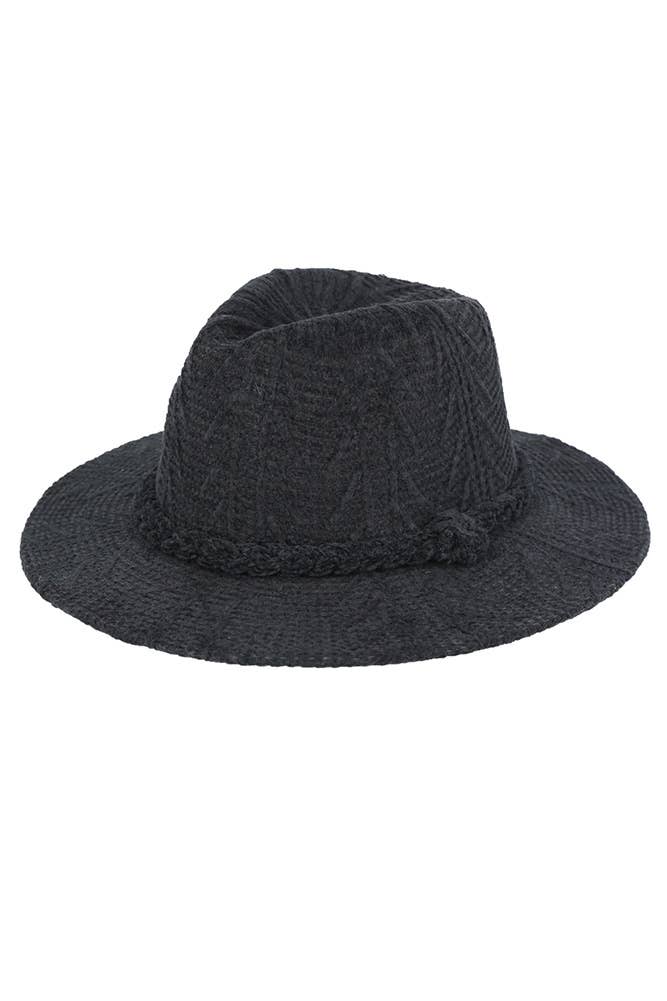 Hana - Vente Chapeau en feutre - femme - Fedora d'hiver à motif chenille et bande tressée23