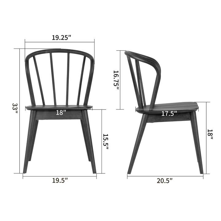 Glamour Home - Wholesale Chair - Set of 2 Rubberwood Dining Chairs with Windsor Back3