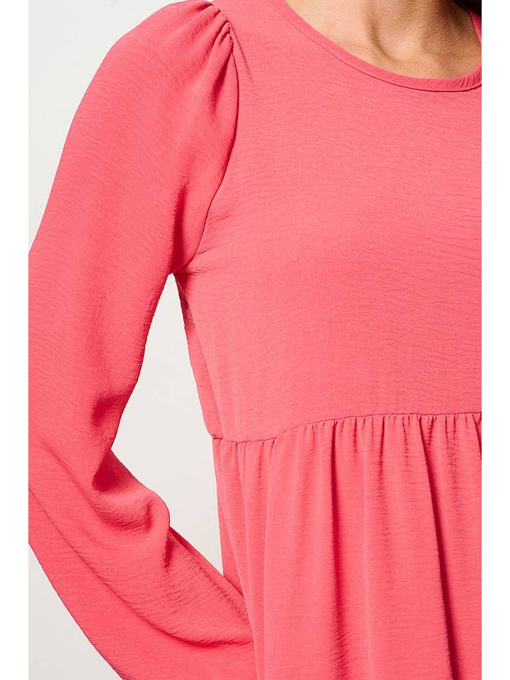 ROUSSEAU - Wholesale Dress - Women's - LONG SLEEVE TIERED HIGH-LOW MIDI DRESS