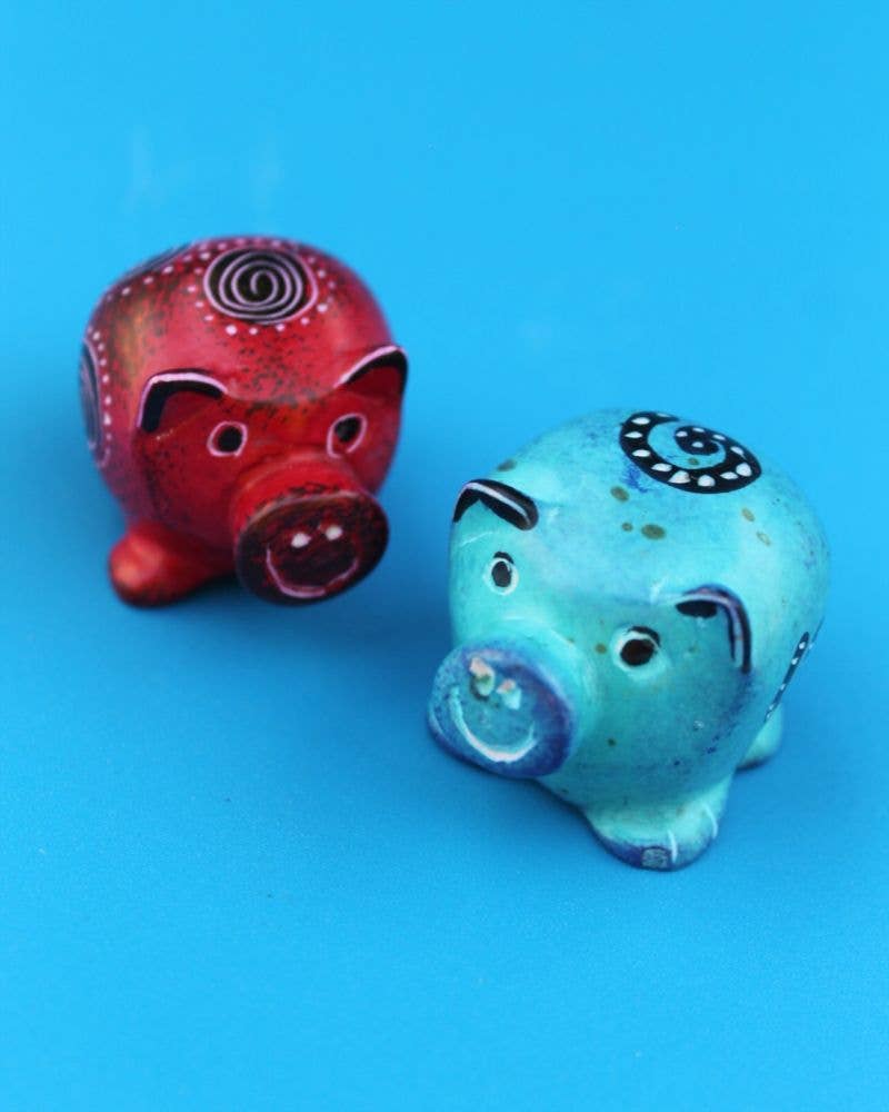 polanski speckstein - Wholesale Decorative Figurine - Lucky pig colorful (various colors) - soapstone