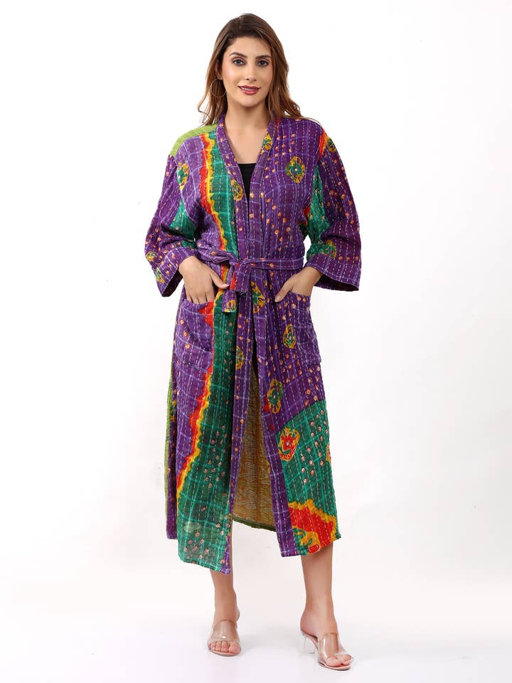 Wholesale Lot Printed Vintage Kantha Jacket Robe for Women for wholesale by Wevez