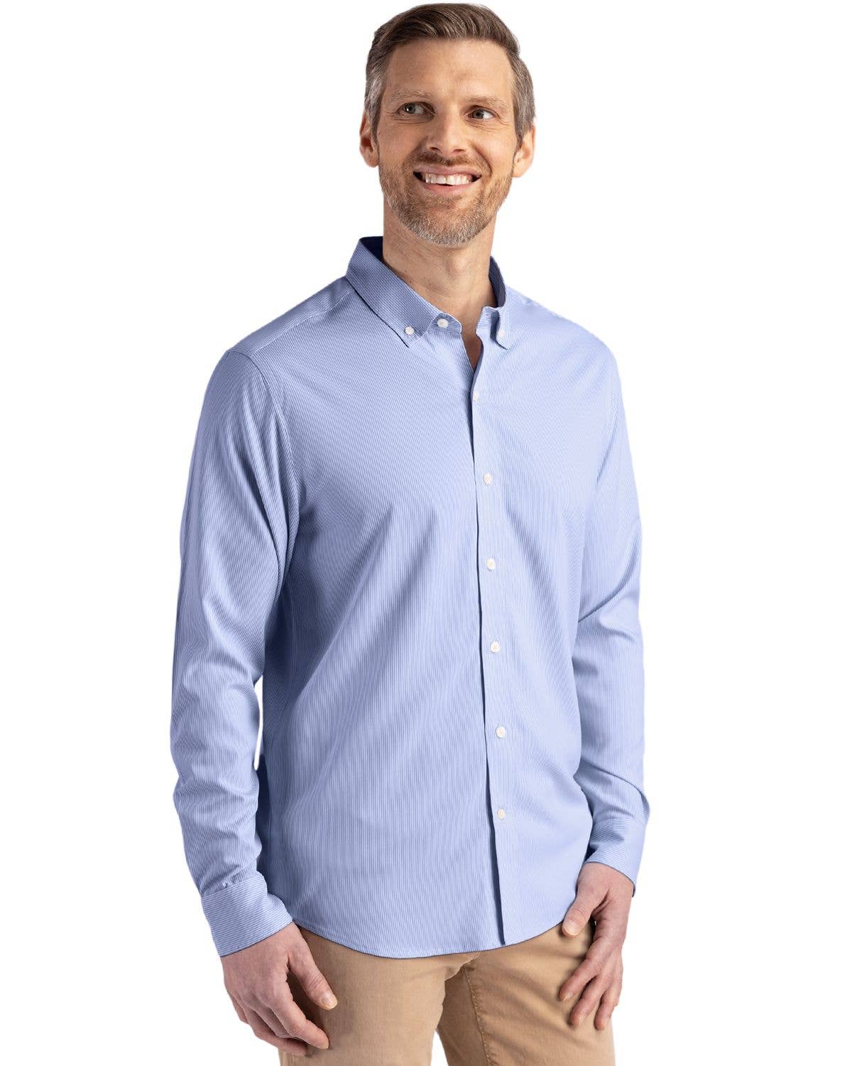 Cutter & Buck - Wholesale Button Down Shirt - Men's - Cutter & Buck Skyline Eco Pinstripe Big & Tall Dress Shirt7