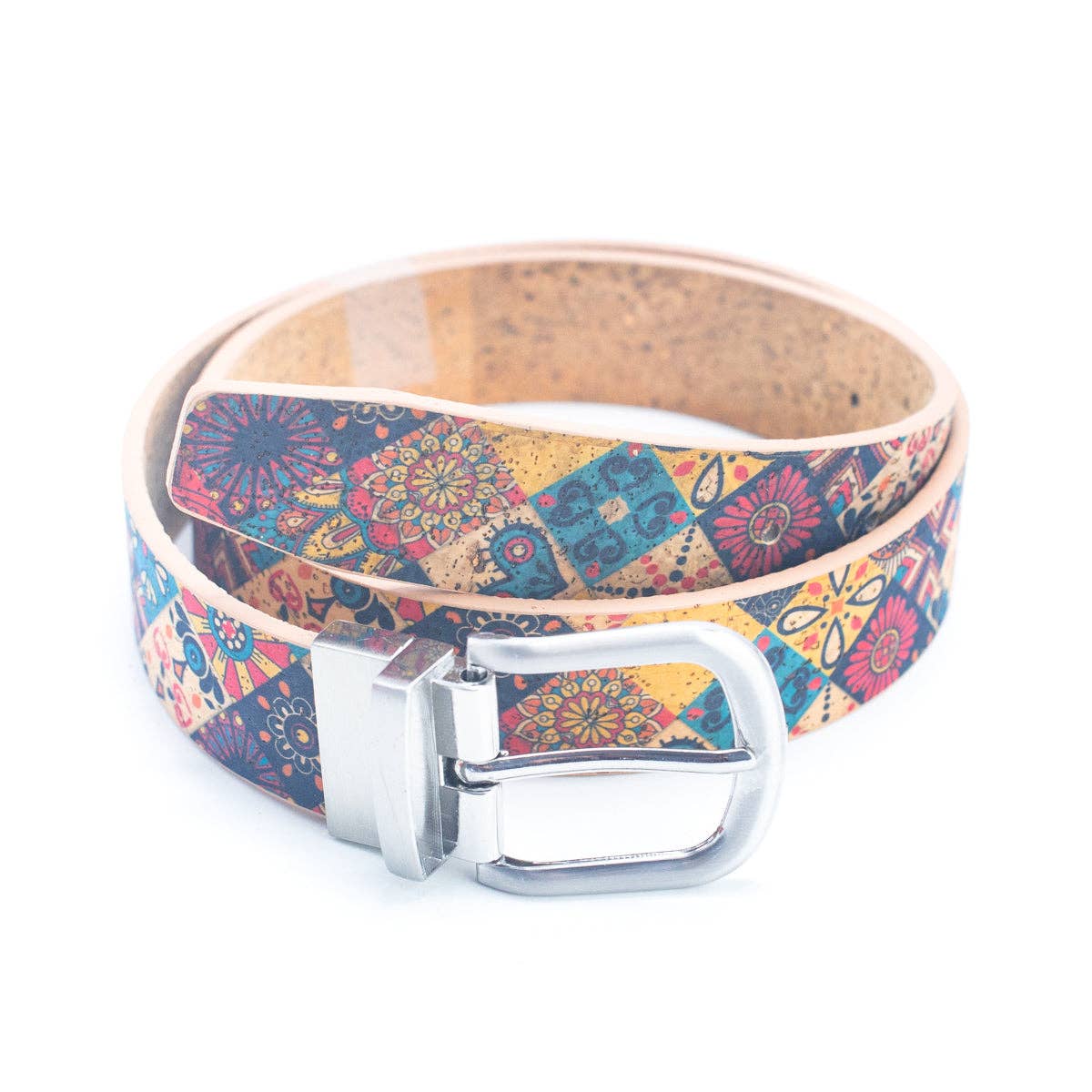 Meninas Bonitas Cork - Wholesale Riem - Dames - Damesriem van natuurlijk kurk met bloemprint en verstelbare gesp10