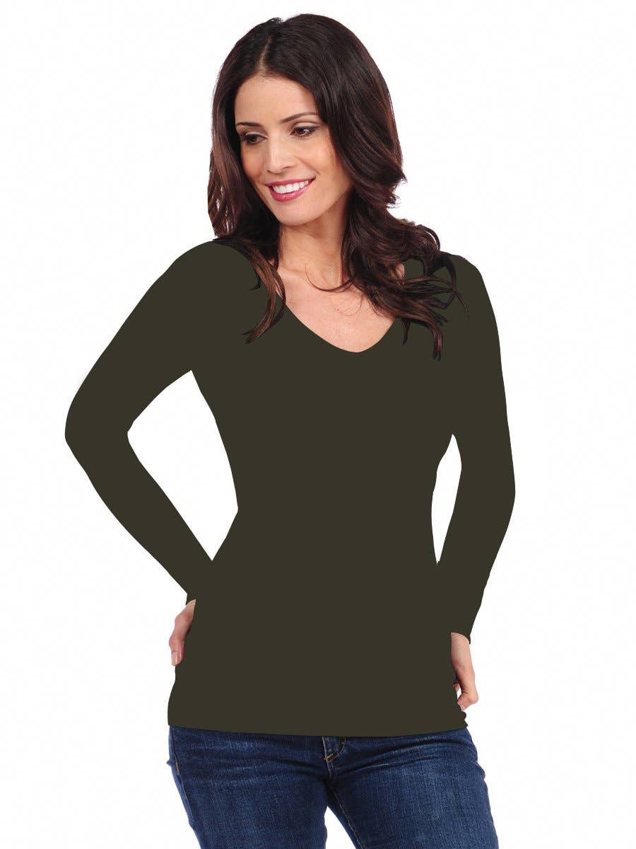 TINA Stephens Italy/Tees By Tina - Wholesale T-Shirt - Women's - Long Sleeve V-Neck (700VN)3