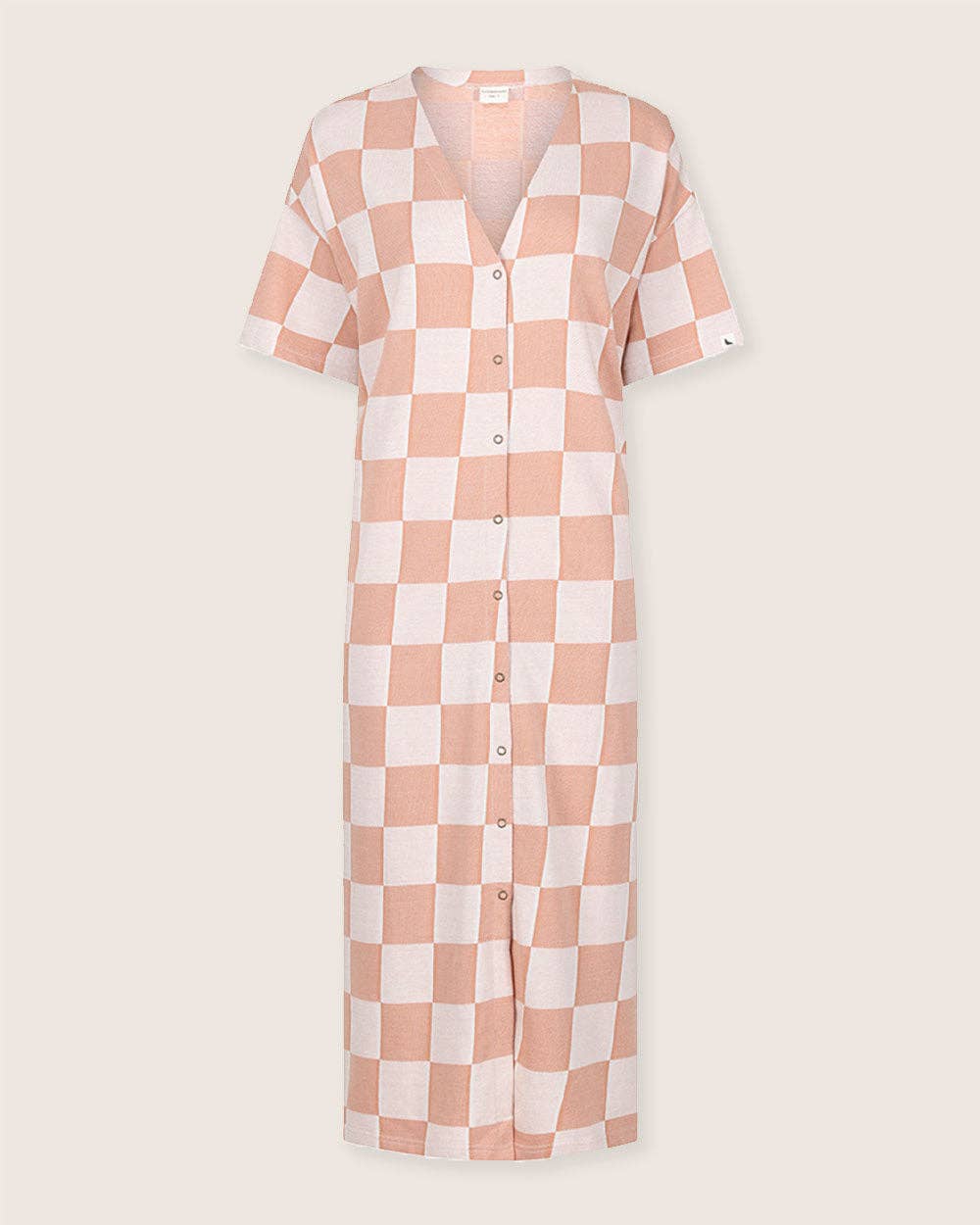 Sunset Eden Orange Bold Check Print Midi Dress for wholesale on Faire1