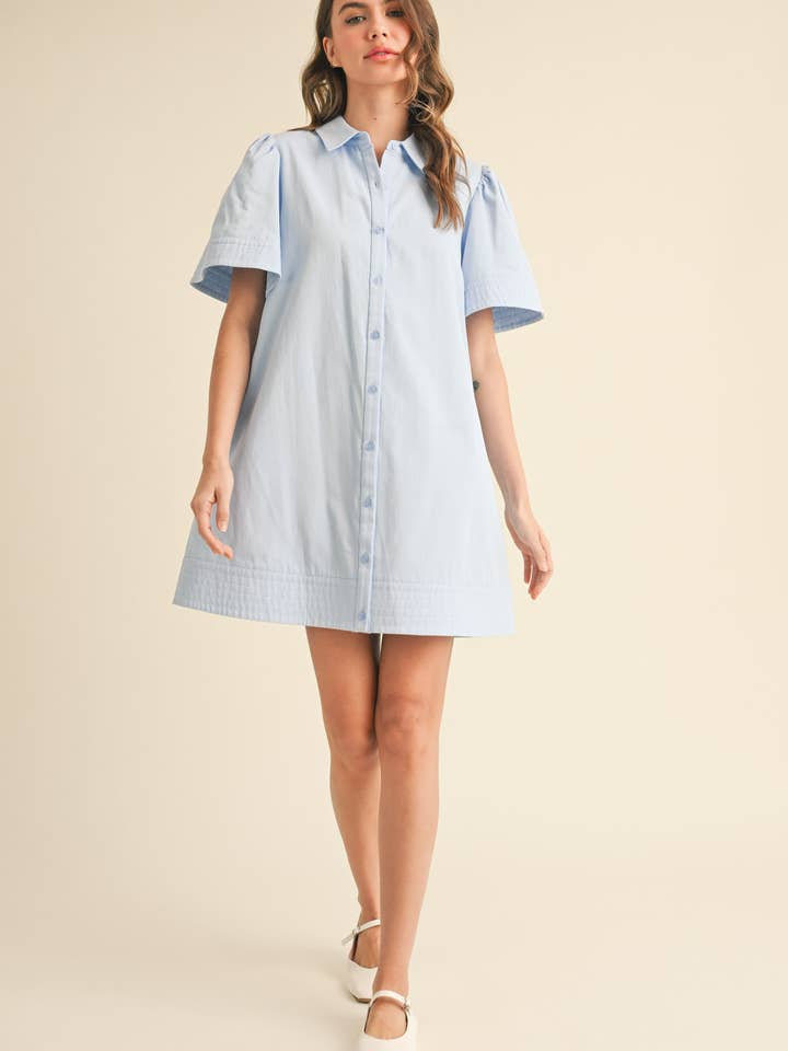 &MERCI - Wholesale Dress - Women's - SHORT SLEEVE BUTTON DOWN MINI DRESS MDR357228