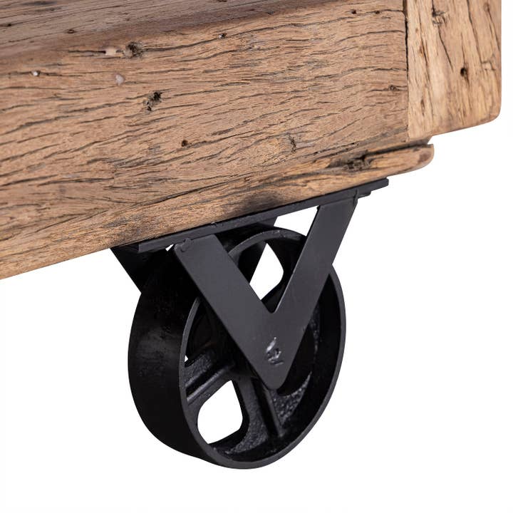 Natural Lg Wooden Kitchen Island on Wheels for wholesale on Faire7