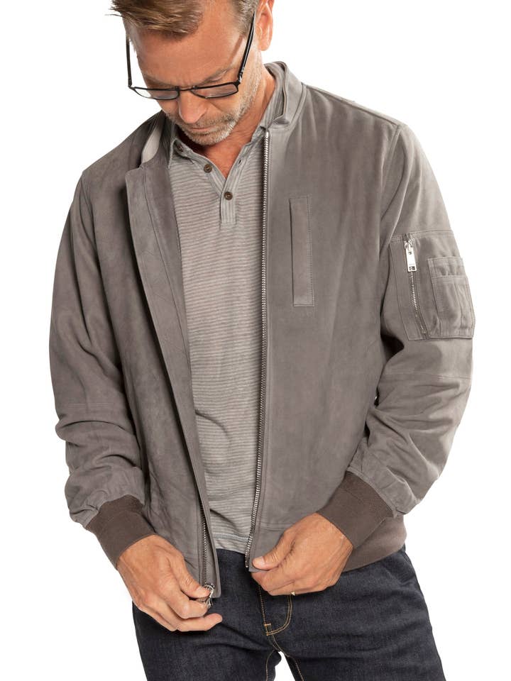 concrete Lightweight Suede Flight Jacket for wholesale on Faire2