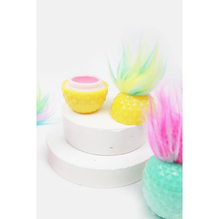 MIX COLOR Happy Pineapple with Fur Hair Lip Gloss for wholesale on Faire