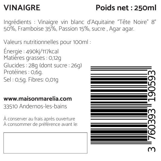 MAISON MARELIA - Wholesale Vinegar - Raspberry passion vinegar 250ML1