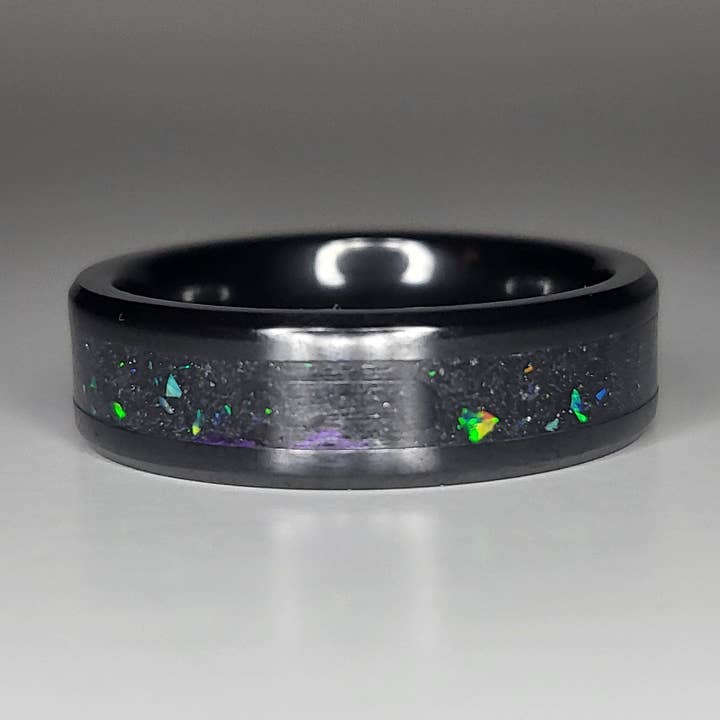 Black Ceramic Opal Amethyst Ring UV Glow Powder for wholesale by Natural Evolution Design