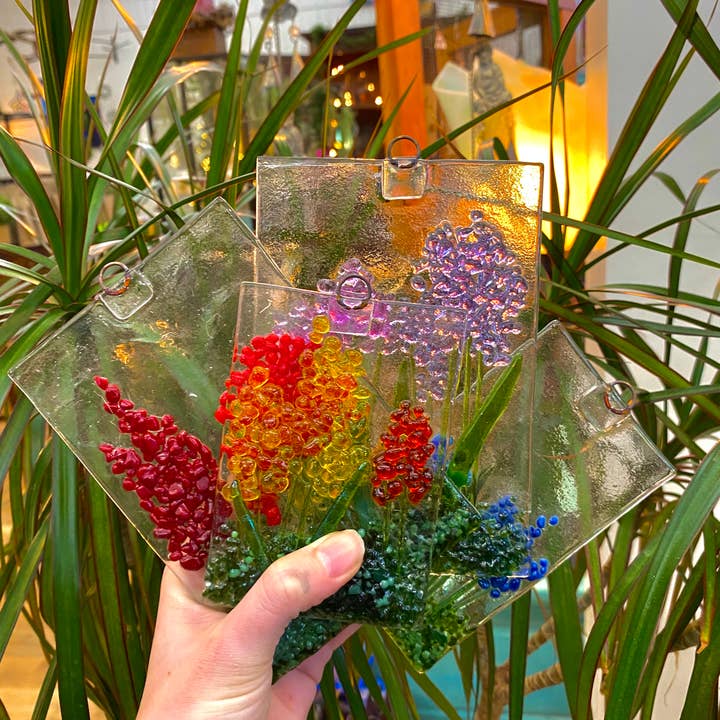 Glass Source Studios - Vendita all'ingrosso Acchiappasole - Mini Suncatcher da giardino Magick in vetro fuso (mix azzurro)2